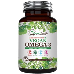 Vegan Omega 3 - Carrageen Free Plant Based Algal DHA / EPA- 60 Veggie Softgels - toetab aju, südame ja sünnieelset tervist - olulisi rasvhappeid