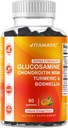 Vitamatic Extra Tugevus Glükosamiin Chondroitin Gummies koos MSM, Kurkum ja Boswellia – 60 Pectin-Based Gummies Advanced Joint Support Formula – Suhkruvaba, Mitte-GMO, želatiin-vaba