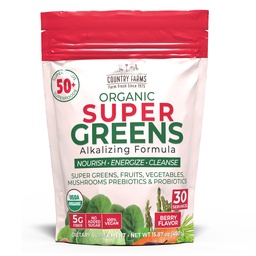 Maafarmid Super Rohelised Marjamaitse, 50 orgaanilist supertoitu, USDA mahejoogisegu (Nisurohi, Spirulina, Chlorella) Seened ja probiootikumid, kiudaine, soolestiku tervis, loodusenergia, 30 serveerimist