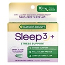 Looduse Bounty Sleep + Stressitoetus, Sleep3 maksimaalne tugevus 100% narkootikumidevaba une abi, toidulisand koos Ashwagandha, Time Release Technology, 10mg, 28 Tri-Layered tabletid
