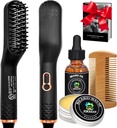 Beard Straightener w/Beard Oil & Balm & Guide E-Book,Upgraded 3 in 1 Hair Straightener Brush Beard Straightening Comb,Unique Stocking Stuffers Kingitused meestele Ta isa Abikaasa Sünnipäeva jõulukingid