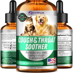 Kennel Cough Treatment for Dogs & Cats - Made in USA - Dog Allergy & Cat Astma Relief - Mullen Leaf & Elderberry Blend - Kuiv, Märg & Barky Cough Relief for Dogs & Cats - All Breeds & Sizes - 2 Fl Oz