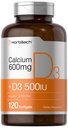 Horbäach kaltsiumilisandi D3 | 600 mg | 120 Softgels | Non-GMO & Gluten Free | meestele ja naistele