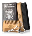 Viking Revolution Beard Comb & Beard Brush Set for Men - Natural Boar Bristle Brush and Dual Action Pear Wood Comb w / Velvet Travel Pouch - Great for Grooming Beards and Vuntsid