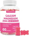 Suhkruvaba Kaltsium Magneesium Tsink Gummies VC D3 & B6 & K2,600mg Kaltsium Gummies 300mg Magneesium Support Luud & lihased täiskasvanutele ja teismelistele (60 loend (pakk 1))