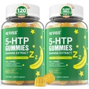 5-HTP Gummies + GABA - melatoniinivaba - Lõõgastuskummid banaaniekstraktiga, L-Theanine, L-trüptofaan, D3-vitamiin tervislikuks puhketsükliks ja tsirkadiaanrütm, ajufunktsioon ja lihaste lõdvestumine, pakend 2