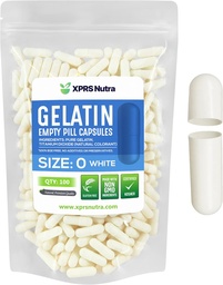 XPRS Nutra suurus 0 Tühjad kapslid - 100 loend Tühjad želatiinkapslid - DIY kapsli täitmine - Puhtad Veisepillid Gel kapslid Do-It-Yourself täiendused (valge)