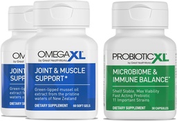 OmegaXL võimas liigese- ja lihastoe täiendus 60 krahv (2 Pack) & probiootiline XL - PreforPro, DE111, riiuli stabiilne - tervisliku soolestiku taimestiku kasvu edendamine (30 Veggie korki)