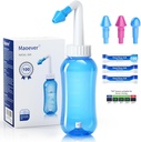 MAOEVER Neti Pot Sinus Loputage pudel 100 ninapesu soolapakendiga Ninapesu Puhastaja Rõhk Loputada nina niisutamine täiskasvanutele & Kid BPA Vaba 300 ML Sticker termomeetriga (sinine)