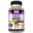 Kaya Naturals Elderberry Immune Support | Vitamiinid koos tsingi ja C-vitamiiniga täiskasvanutele, probiootikumid ja kurkum 1000mg immuunsüsteemi võimendaja Sambucus kapslid - 30 loend
