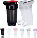 Shaker Bottle Protein Shakes Cup ja 10-Ounce/300ML ShakerBottle koos Whisk Balls, Protein ShakerBottles Set, Mitte-BPA plastik (Black + Hall(2PCS))