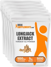 BulkSupplements.com Longjack Extract Powder - Tongkat Ali Extract, Longjack Tongkat Ali Powder - Tongkat Ali meestele ja naistele, Gluten Free - 1000mg per Serving, 5kg (11 naela) (pakk 5)