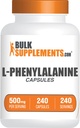 BulkSupplements.com L-fenüülalaniini kapslid - fenüülalaniini lisand, L-fenüülalaniini lisand 500mg - gluteenivaba, 1 kapsel portsjoni kohta, 240 kapslit (pakk 1)