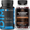 Efektiivne NUTRA DIM täiendus 300mg ja seenekummid 2500mg - ekstra tugevus DIM + seenekompleks östrogeeni hormoonide tasakaalu, akne ja PCOS-i ravi, immuuntoetus ja energia