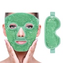 ZNÖCUETÖD Cooling Ice Face Eye Mask for Reduction the Puffiness, Bags Under Eyes, Sinus, Redness, Valu Relief, Tumedad Ringid, Migreen, Hot/Cold Pack with Soft Plush Backing (roheline(1* Silmamask+1* Näomask))