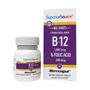 Superior Allikas No Shot Vitamiin B-12 Tsüanokobalamiin 1000 mcg & foolhape 400 mcg - pakub energiat, südant, aju ja stressi tugi - 60 keelealust lahustuvat tabletti