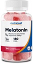 Nutrikost Melatoniin 1mg, 180 Gummies, Maasikas Maitsestatud - Gluteenivaba, Non-GMO, No Corn Syrup