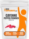 BulkSupplements.com Cayenne Pepper 40000 HU pulber - kapsaitsiinilisandid, Cayenne Pepper Powder - Vegan & Gluten Free, 500mg per Serving, 250g (8,8 oz) (pakk 1)