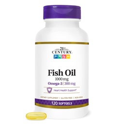 21. sajandi kalaõli 1000 mg softgels, (300 krahv), molekulaarselt destilleeritud, oomega 3 toidulisand EPA & DHA-ga, puhastatud elavhõbeda kõrvaldamiseks, toetab kardiovaskulaarset tervist, gluteenivaba ja mitte-GMO-d