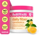 BelliWelli kiudaine lisand naistele ja meestele - Premium Daily Fiber Pulber orgaanilisest akaatsiast, millele on lisatud kollageeni, elektrolüüte ja probiootikume - No Bloat, Kõhukinnisus ja Soolestiku Tervisetoetus (Orange Yuzu)