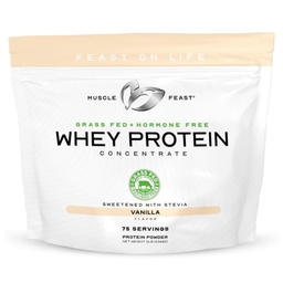 Muscle Feast Grass-Fed Whey Valgu Kontsentraat Pulber, Kõik Looduslikud, Hormoonivabad Karjamaa Tõsta Vadakuvalgu Pulber Naistele Ja Meestele, Puhas, Mitte-GMO & Gluteenivaba Vadaku Kontsentraat - Vanilla, 5lb