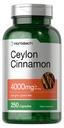 Horbäach Ceylon Cinnamon Capsules 4000mg | 250 Count | Non- GMO, Gluteenivaba