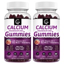 Kaltsium Magneesium Tsink Gummies suure imendumisega Magneesium Glütsinaat Kaalium - Taimekompleks Kaltsium Magneesium 2: 1 suhe, D3 Sea Sammal Luu, Lihased, Immun & Sleep Support, Vegan-2 Pack