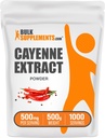 BulkSupplements.com Cayenne Pepper Extract Pulber - Capsaicin Supplement, Capsicum Extract - 500mg Cayenne Extract per Serving, Cayenne Supplement - Gluteenivaba (500 Grams - 1,1 naela)